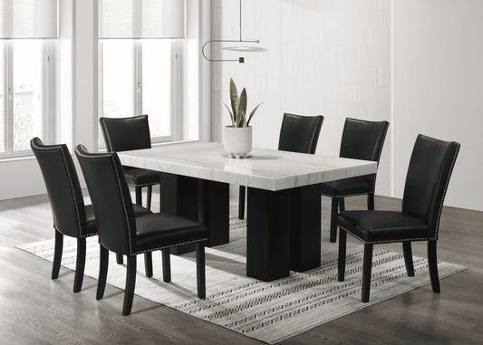 Highland PU - (GENUINE MARBLE) Table & 6-Chairs