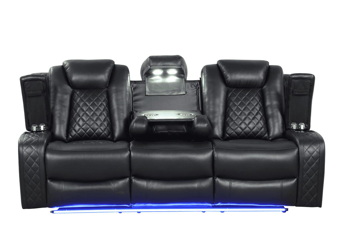 Luz Black - 3PC Reclining Set led & Speaker