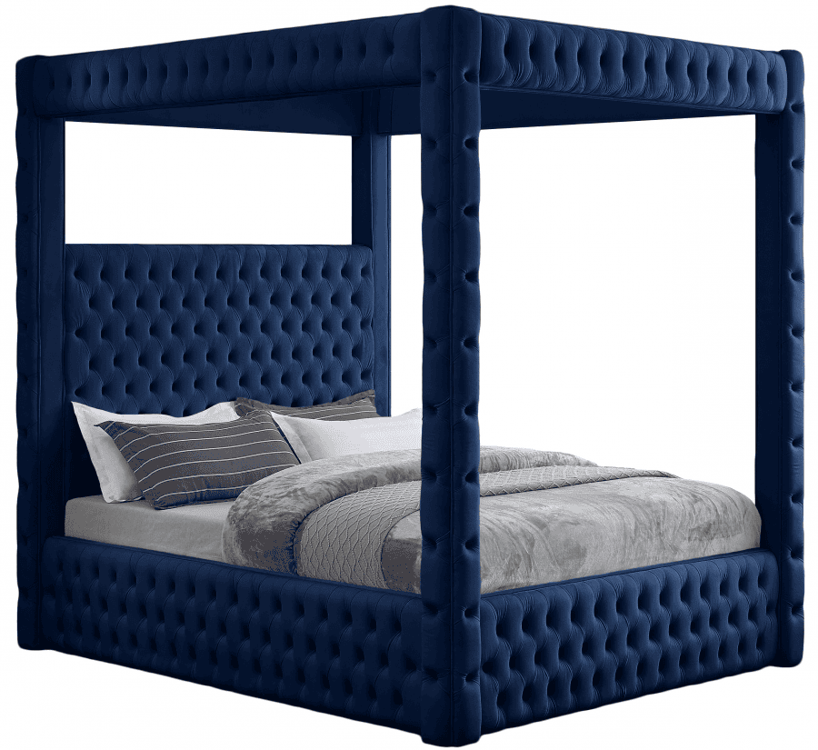 Royal One Canopy Velvet Queen Bed