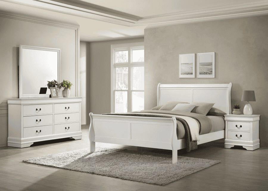 LOUIS PHILIPPE 4-PIECE QUEEN BEDROOM SET WHITE