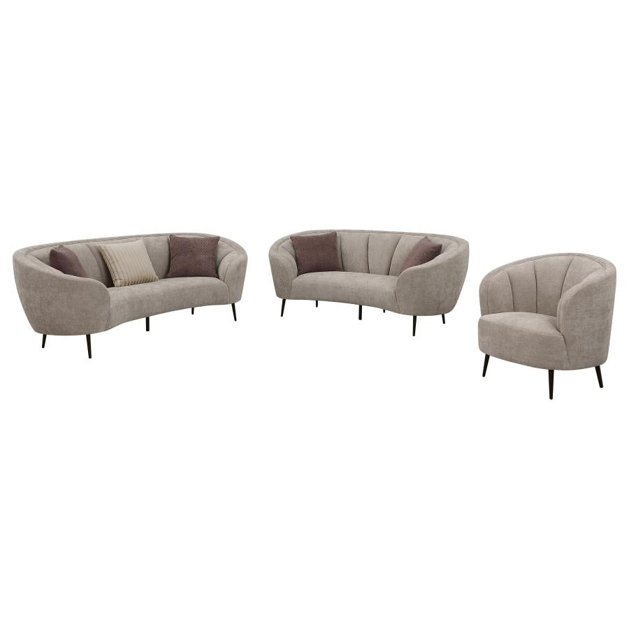 ELLORIE 2-PIECE UPHOLSTERED CURVED SOFA SET BEIGE