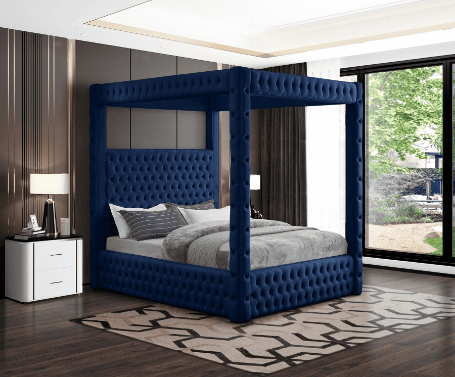 Royal One Canopy Velvet King Bed