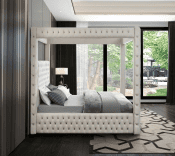 Royal One Canopy Velvet King Bed