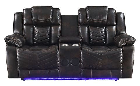Lucky 3Pcs Reclining Sectional, LED, Bluetooth, Speakers Brown