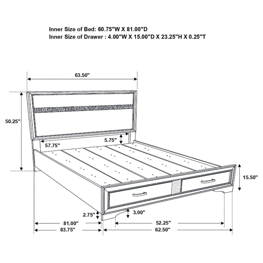 Miranda 4-piece Queen Storage Bedroom Set White