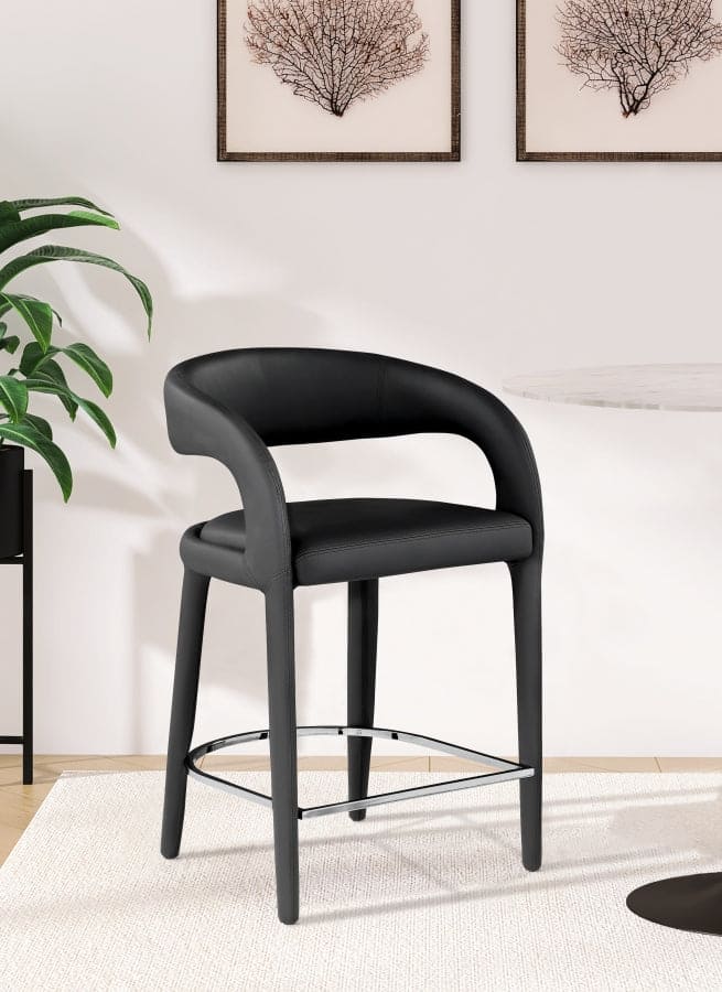 Sylvester Vegan Leather Counter Stool Black