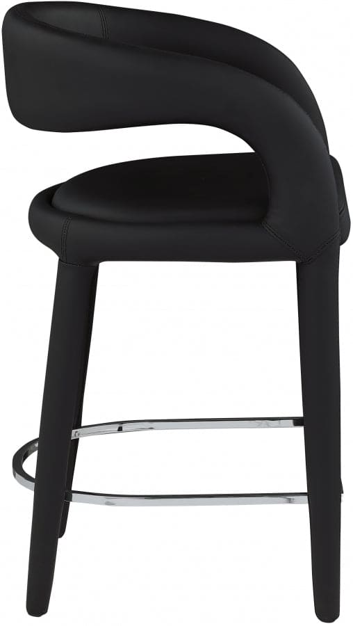 Sylvester Vegan Leather Counter Stool Black