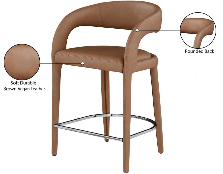 Sylvester Vegan Leather Counter Stool Brown