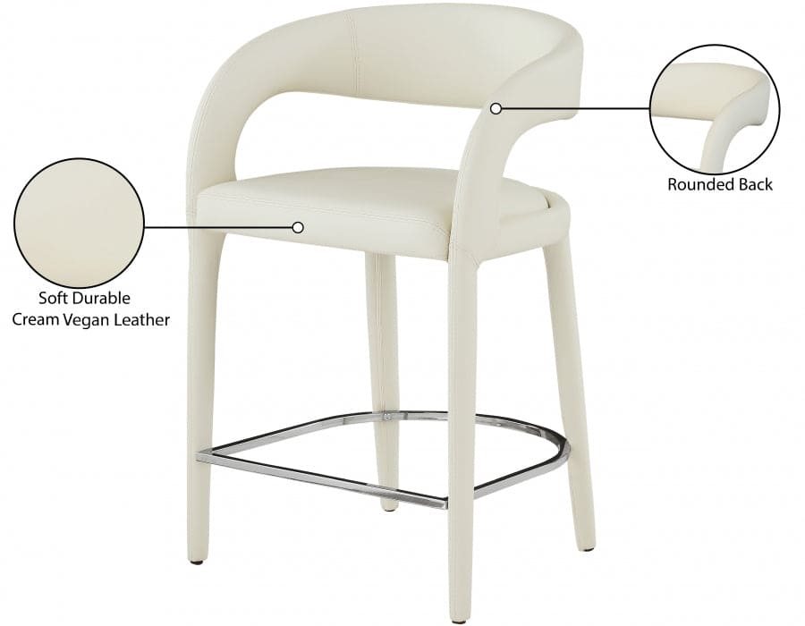 Sylvester Vegan Leather Counter Stool Cream