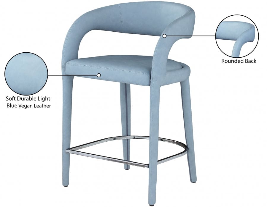 Sylvester Vegan Leather Counter Stool Blue