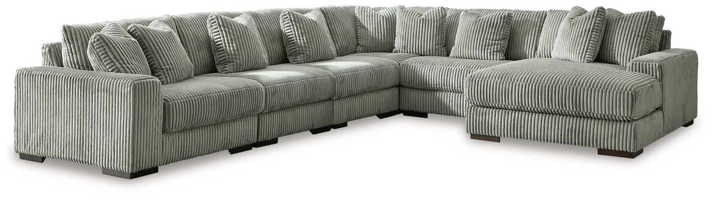 Lindyn 6-Piece Sectional with RAF Chaise fog