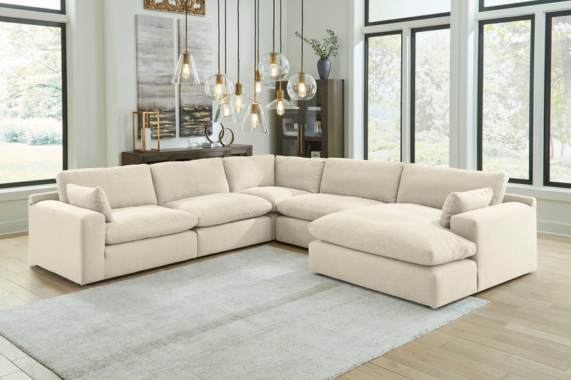 Elyza Linen 5pc Sectional Sofa w/ RAF Corner Chaise