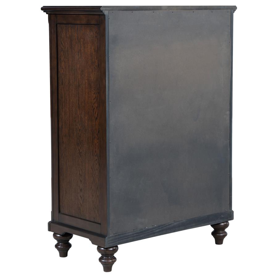 Andover 6-drawer Tempered Glass Door Chest Dark Oak