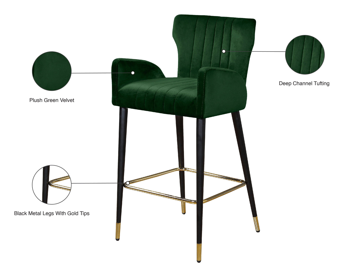 Luxe Velvet Upholstered Counter Stool (Set of 2)