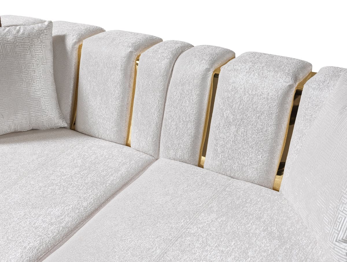 Michelle Ivory Velvet 3-Piece Curved 165" Sectional