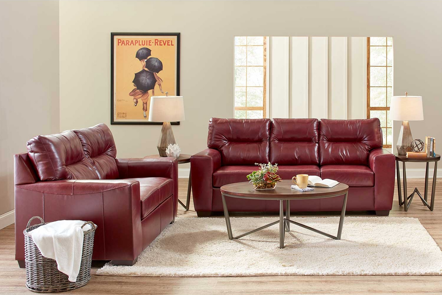 2pcs Soft Touch Crimson Living Room Set