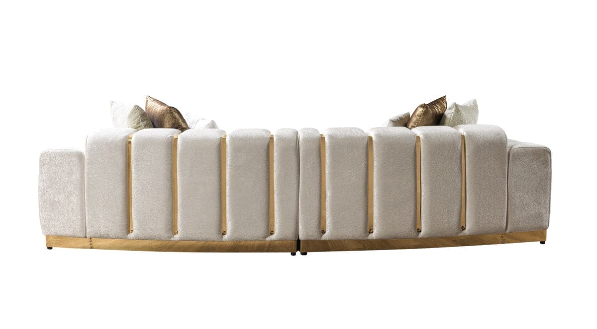 Michelle Ivory Velvet 3-Piece Curved 165" Sectional