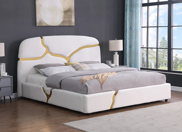 MILAN WHITE & GOLD BED