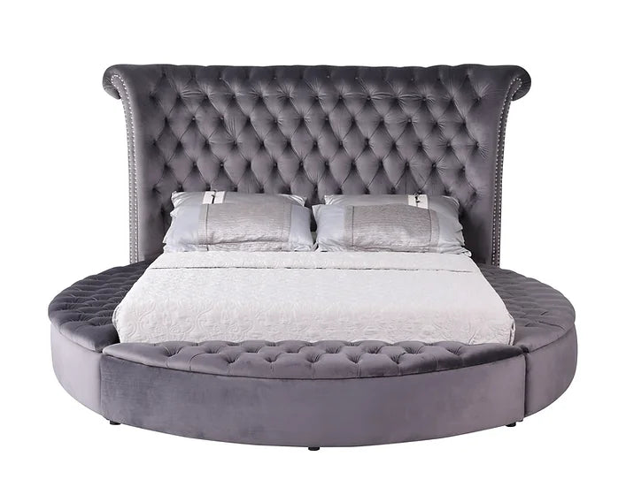 LUX GREY ROUND STORAGE BED