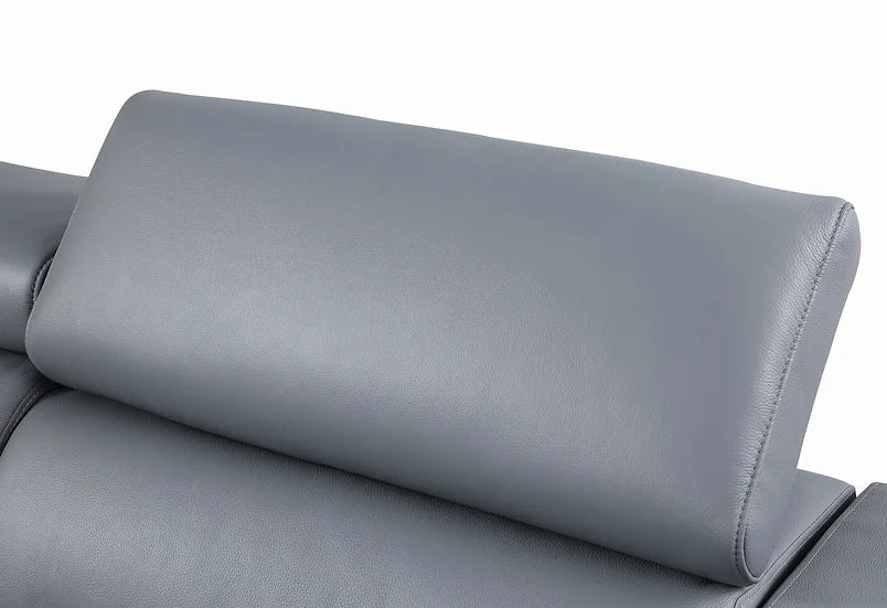 Leonardo Power Reclining Italian Leather Sectional 6pcs Grey