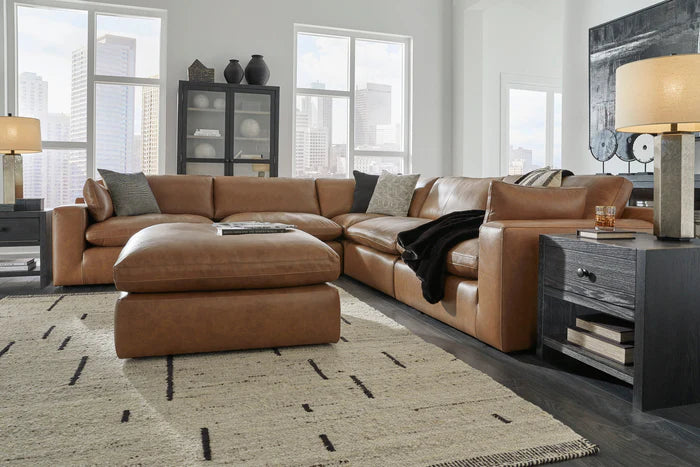 Emilia Oversized Leather Accent Ottoman