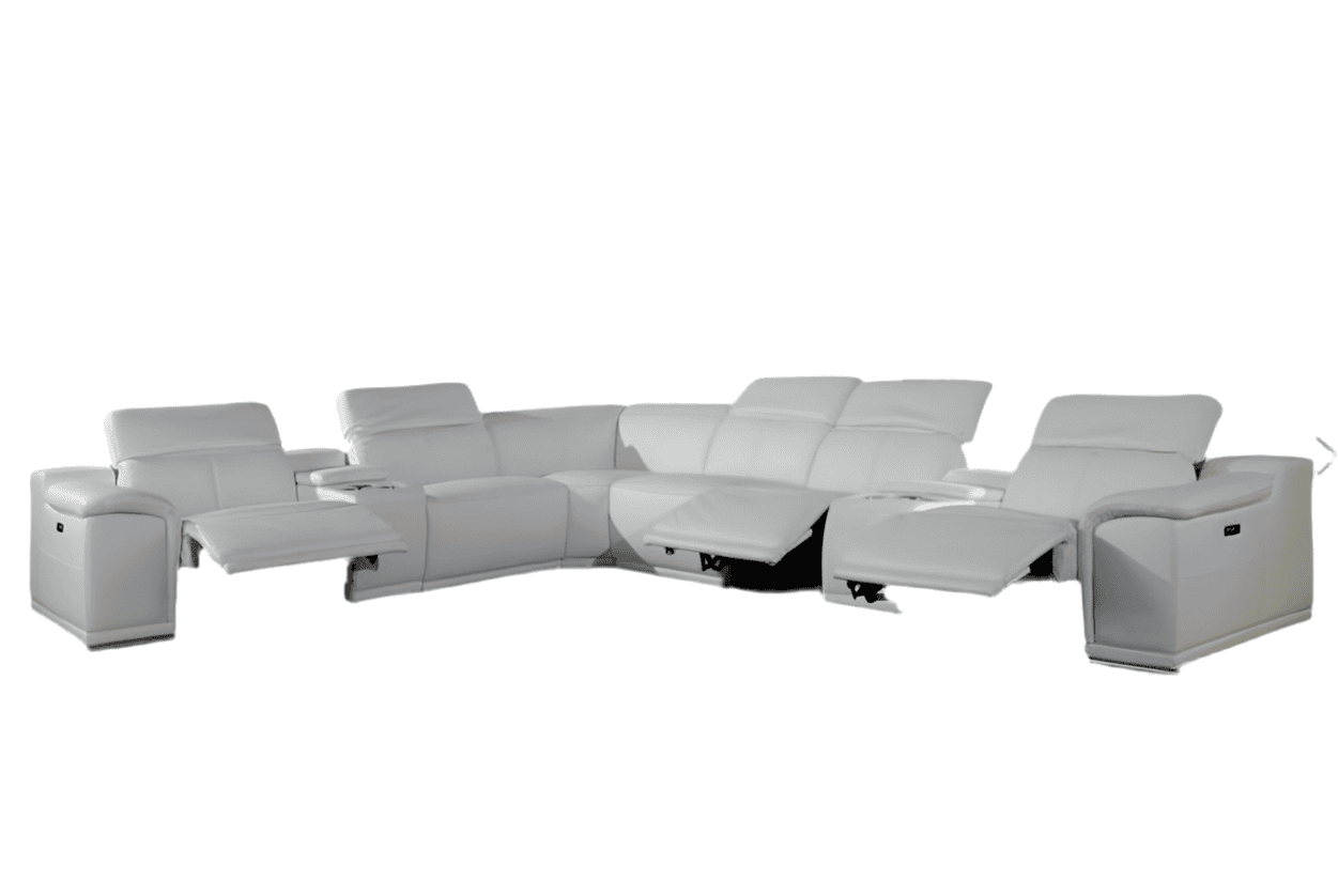 8-pcs White 3 power TOP GRAIN LEATHER P.MOTION