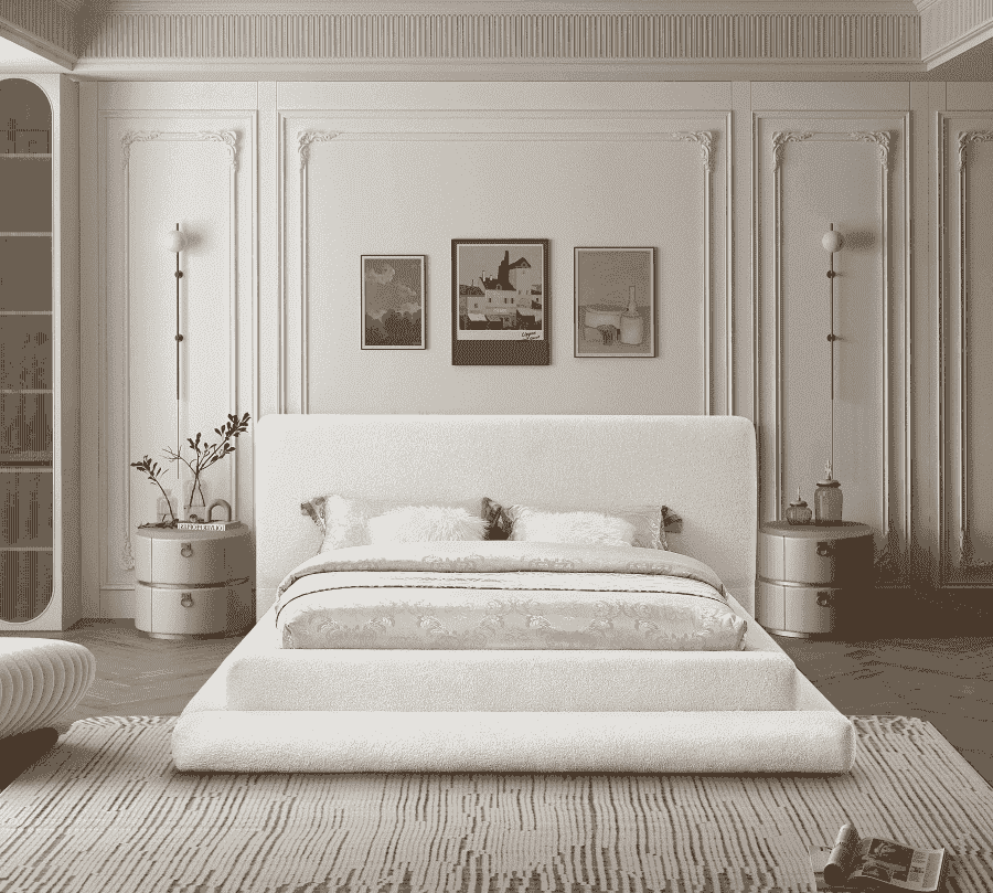 Dane Teddy Fabric Full Bed - Cream