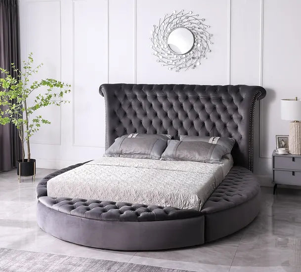 LUX GREY ROUND STORAGE BED