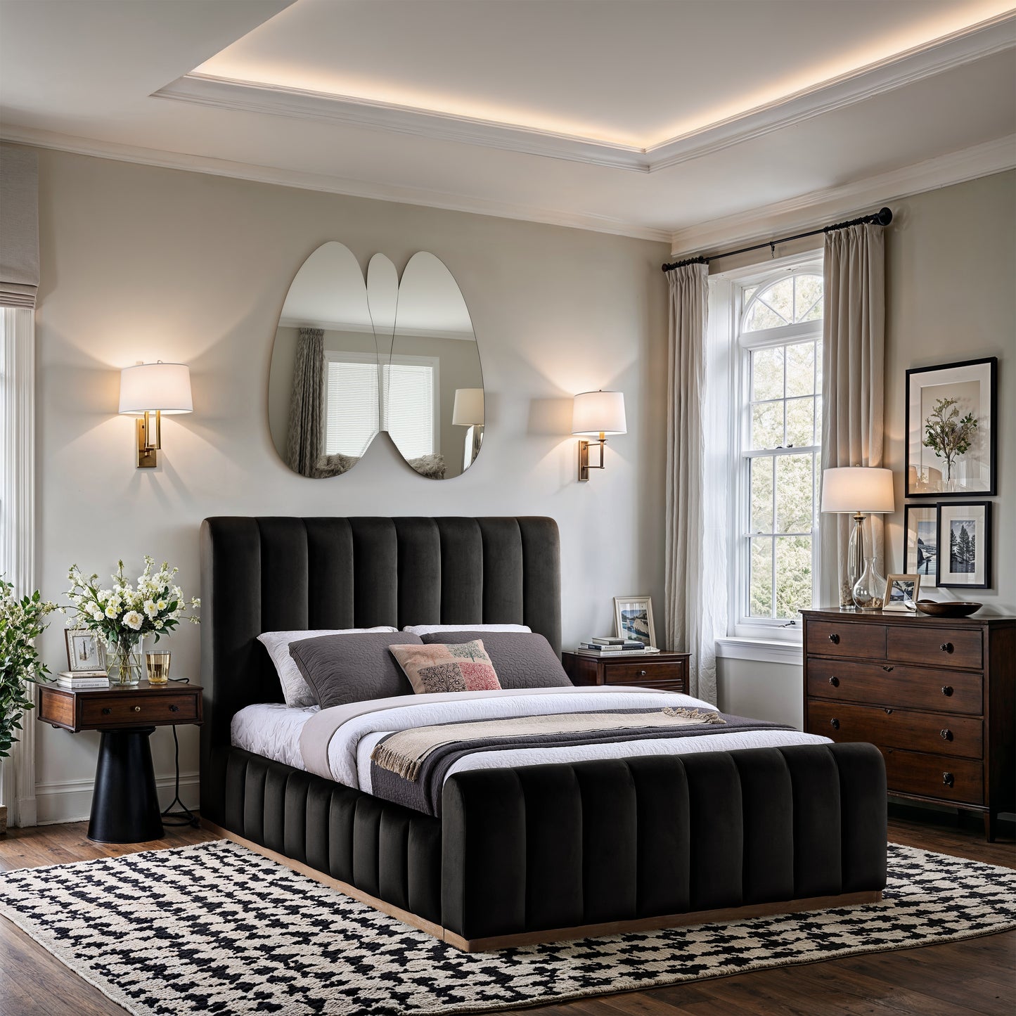 Amara Velvet Upholstered Bed Queen