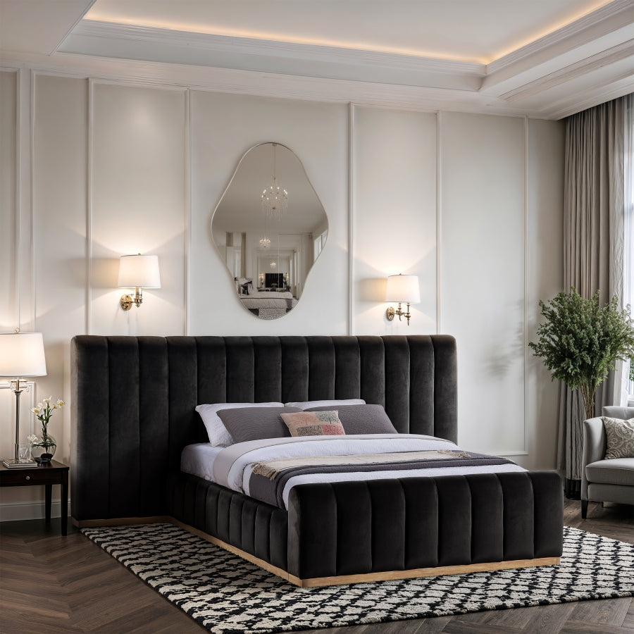 Amara Velvet Upholstered Bed Queen