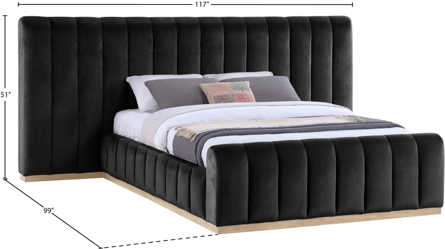 Amara Velvet Upholstered Bed Queen