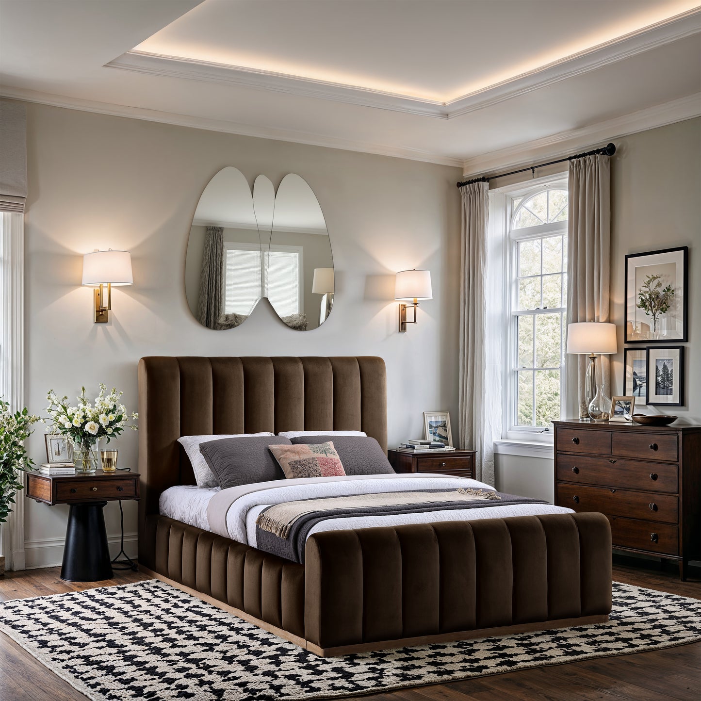 Amara Velvet Upholstered Bed Queen