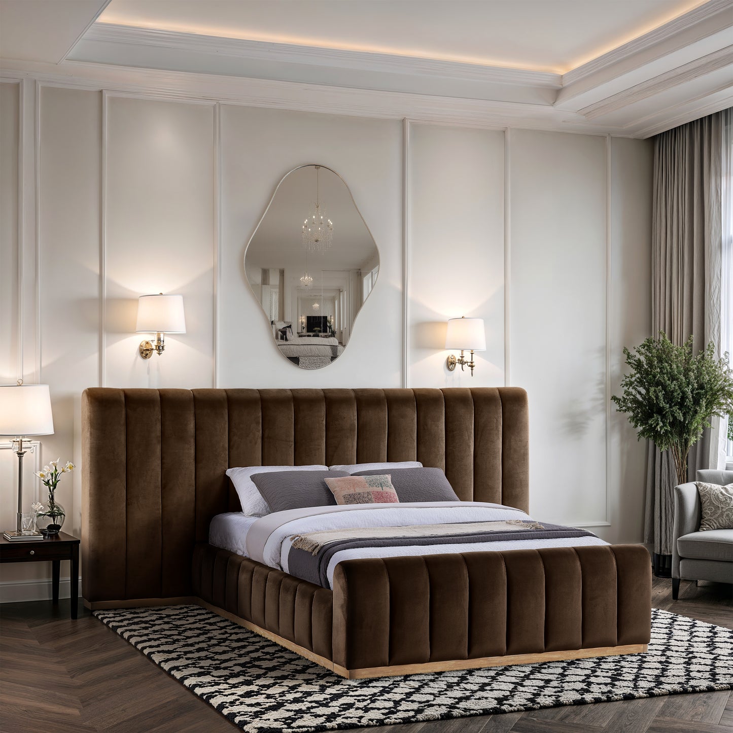Amara Velvet Upholstered Bed Queen