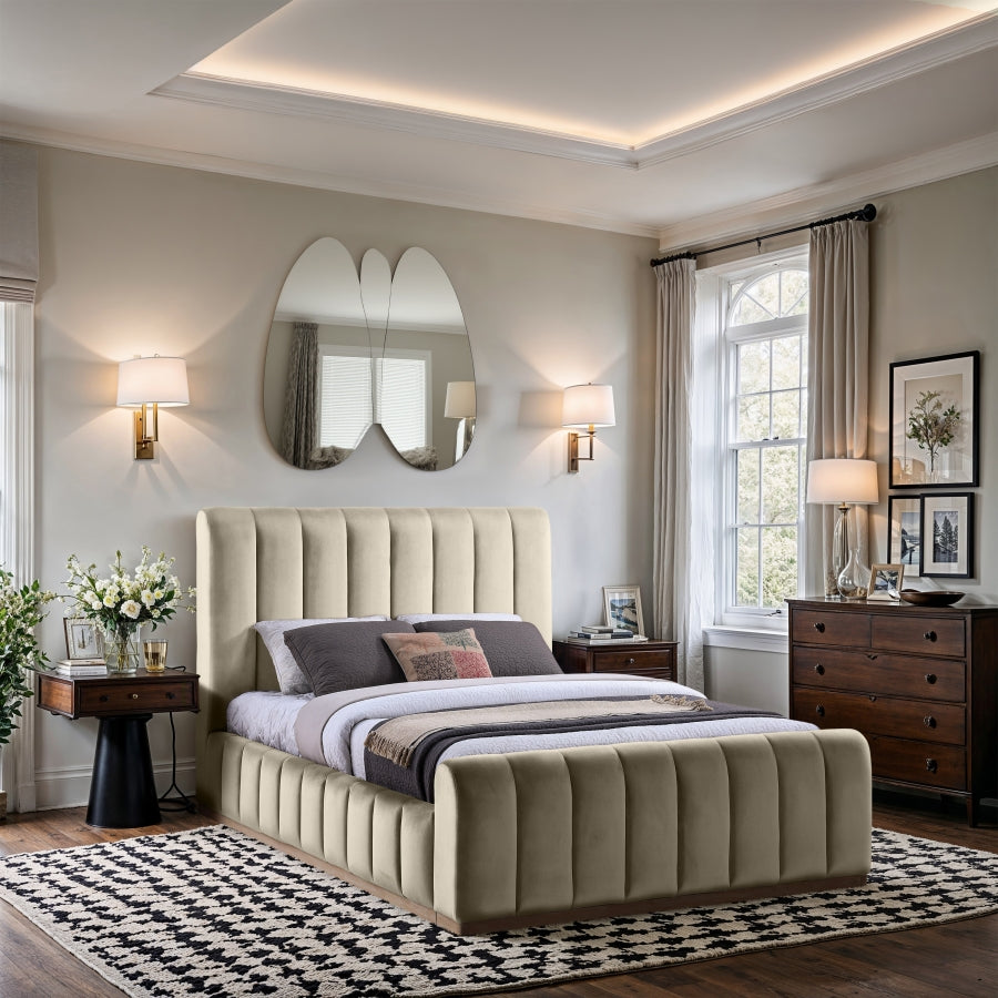 Amara Velvet Upholstered Bed Queen