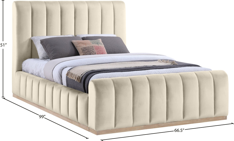 Amara Velvet Upholstered Bed Queen