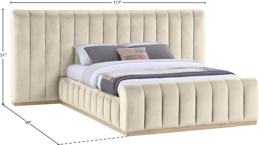 Amara Velvet Upholstered Bed Queen