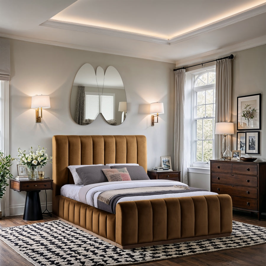 Amara Velvet Upholstered Bed Queen