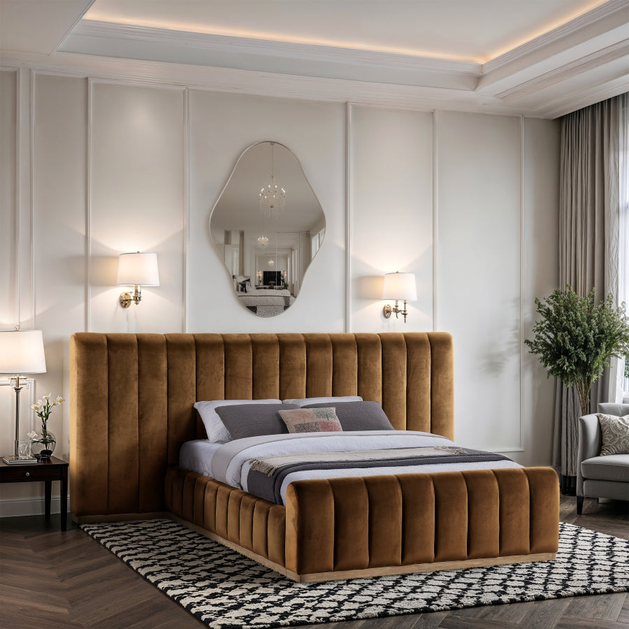 Amara Velvet Upholstered Bed Queen