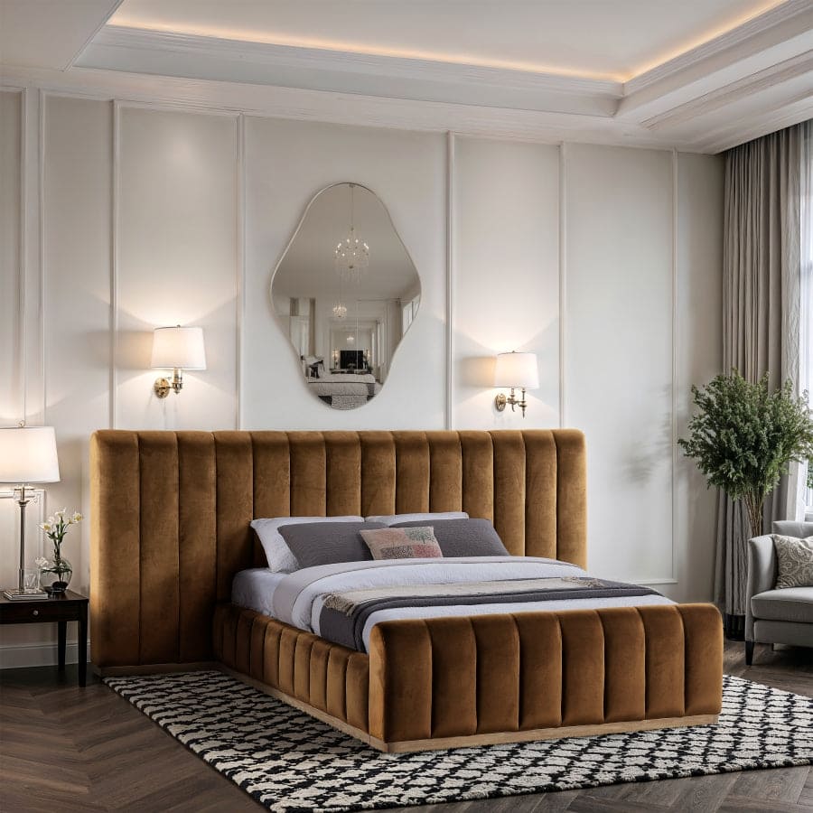 Amara Velvet Upholstered Bed Queen