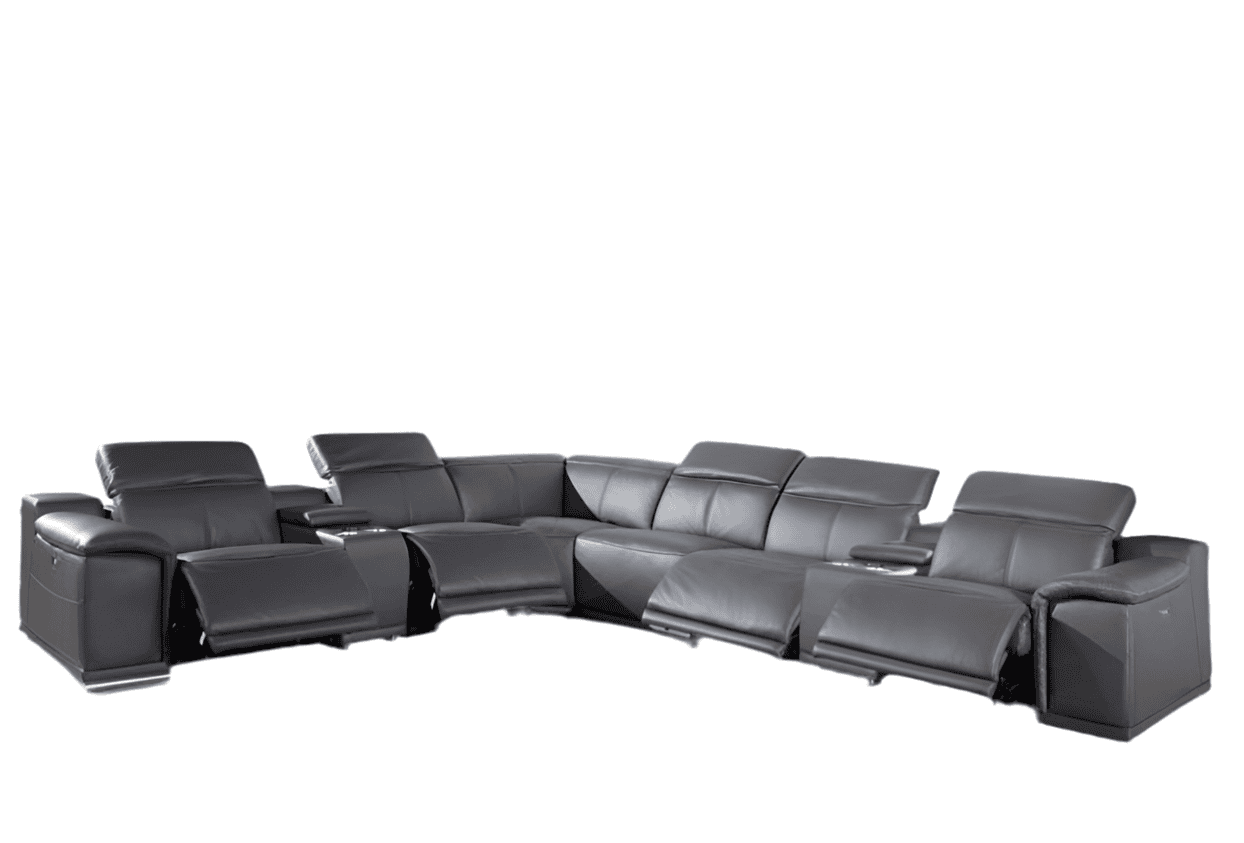 8-pcs Gray 4 power TOP GRAIN LEATHER P.MOTION