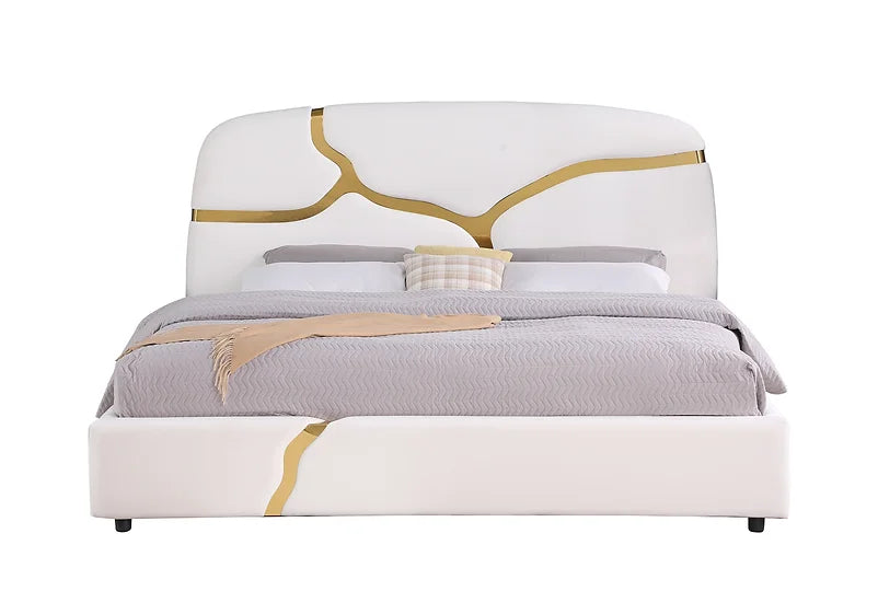 MILAN WHITE & GOLD BED