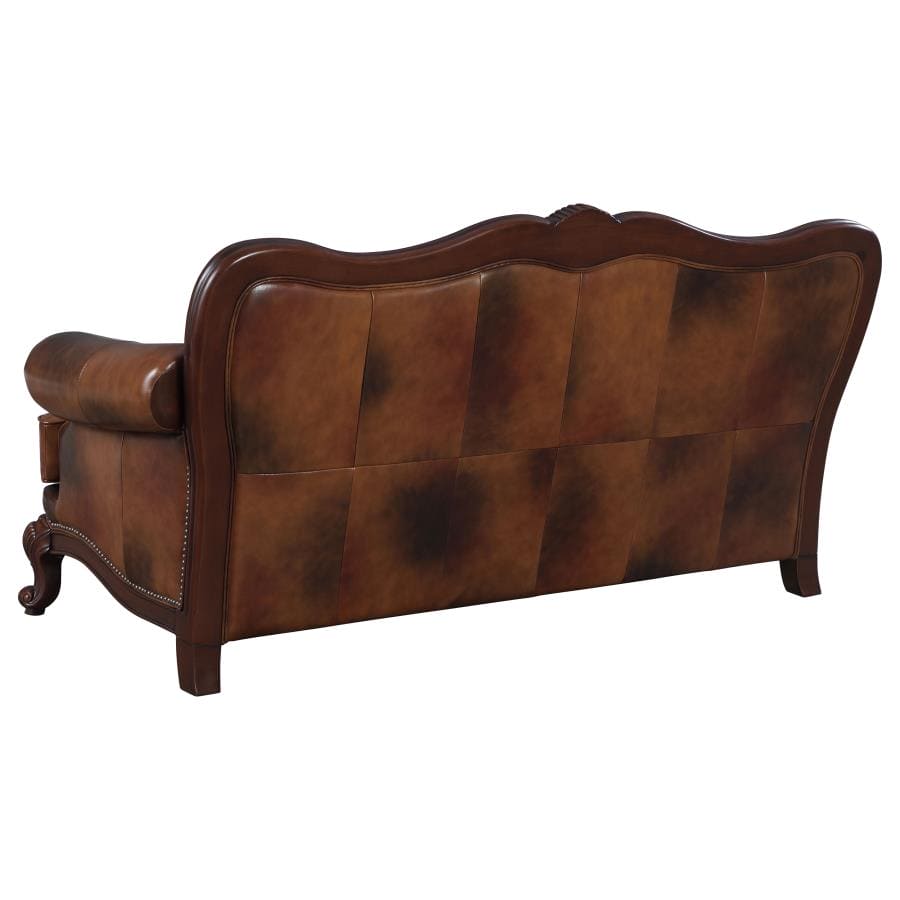 Victoria Upholstered Tufted Living Room Set Brown / TWO PIECE