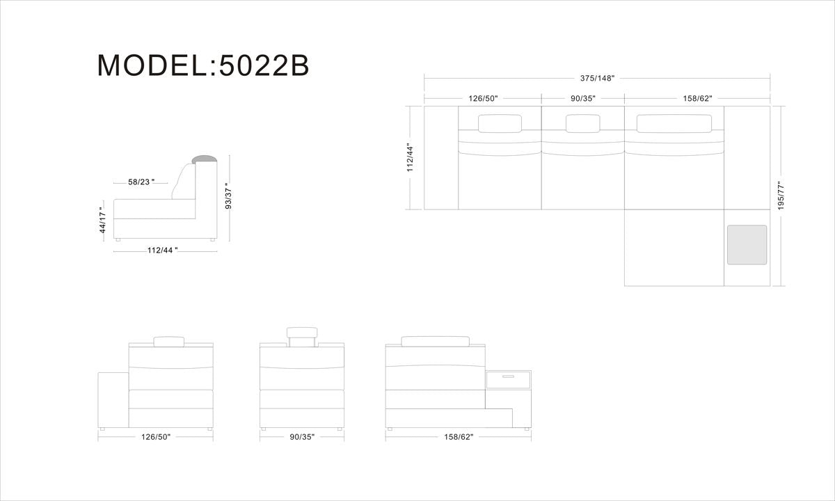 Polaris Mini White Contemporary Bonded Leather Right Facing Sectional Sofa