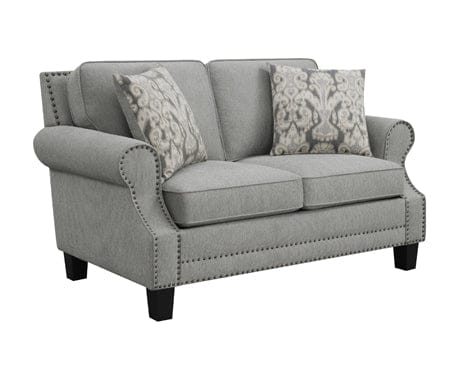 2pcs Sheldon Upholstered Living Room Set With Rolled Arms Grey