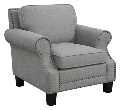 3pcs Sheldon Upholstered Living Room Set With Rolled Arms Grey