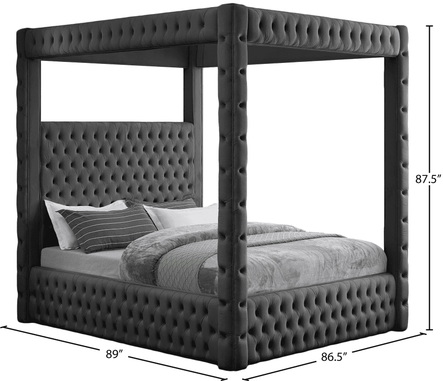Royal One Canopy Velvet King Bed