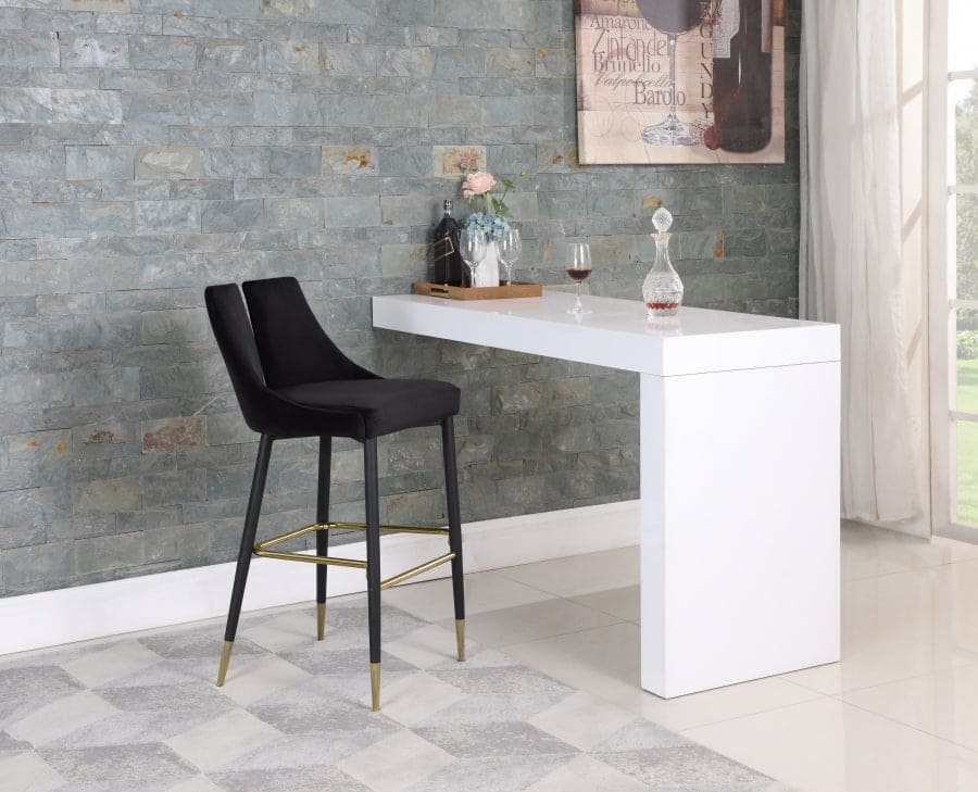 Sleek Velvet Upholstered Bar Stool (Set of 2)