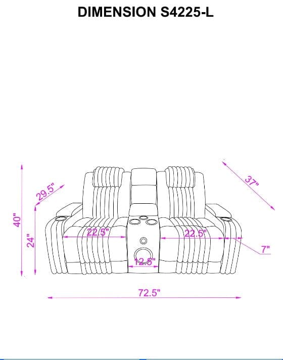 Lita 3pcs Power Reclining Set (Grey)