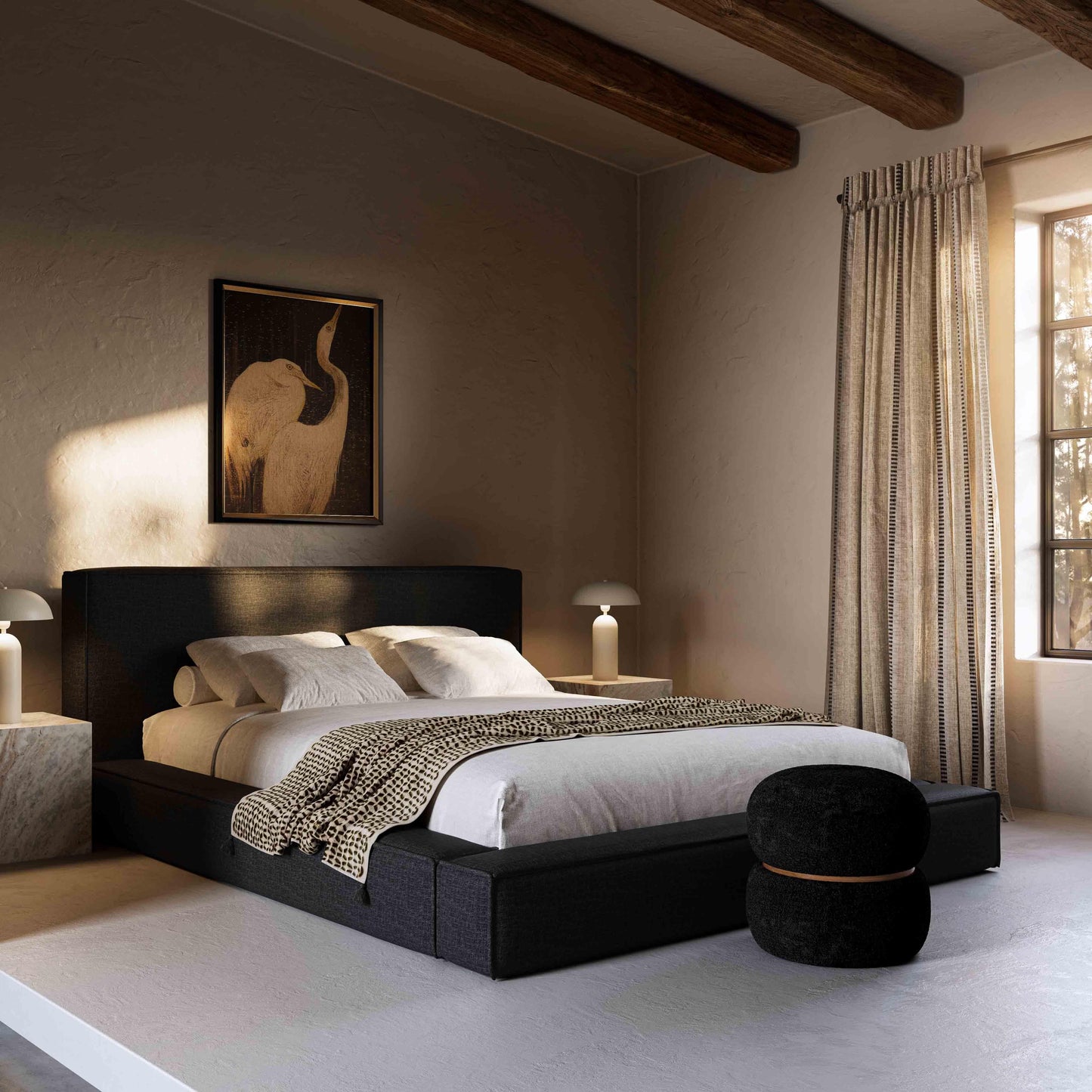 Olafur Upholstered Black Bed