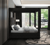 Royal One Canopy Velvet King Bed